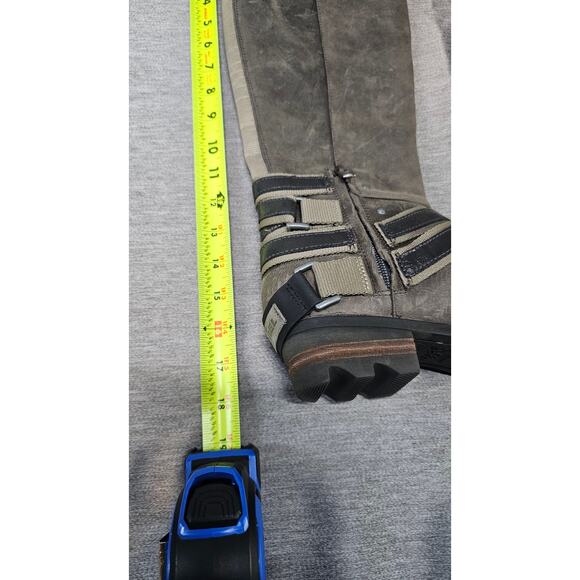 Sorel Womens Lolla Tall Boots US 8 Grey Leather Zip Belted Waterproof Boots - Picture 9 of 10